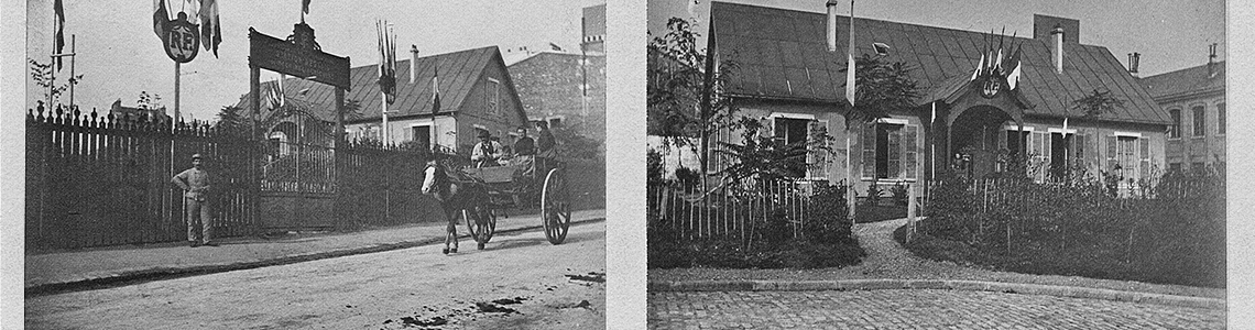 Photographies de la station d'essai (entrée de la station rue Jenner à Paris et maison du directeur) 14 juillet 1892.